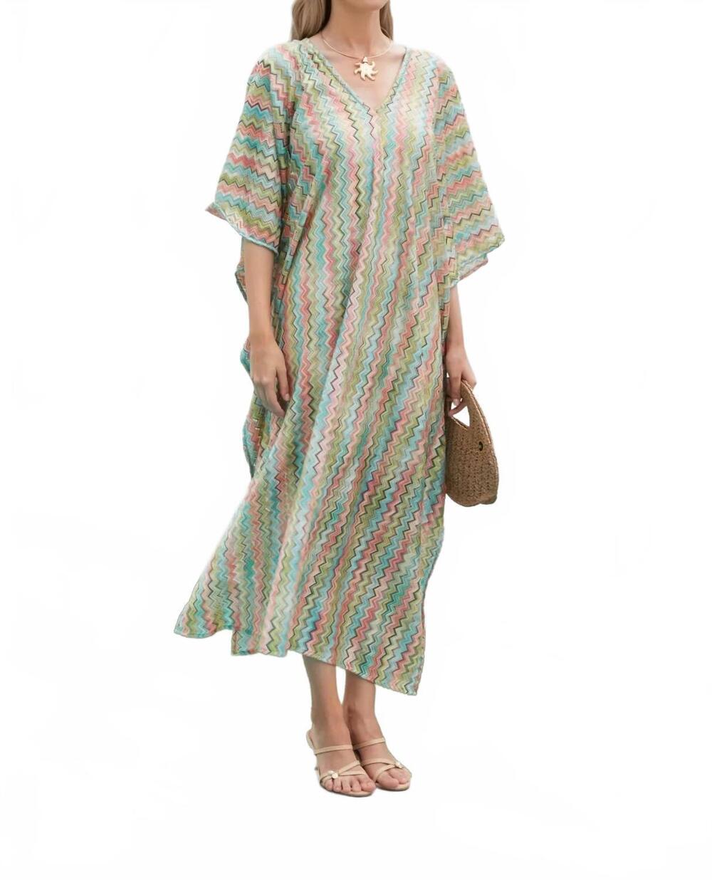 NEW TELA cabana midi dress in zigzag